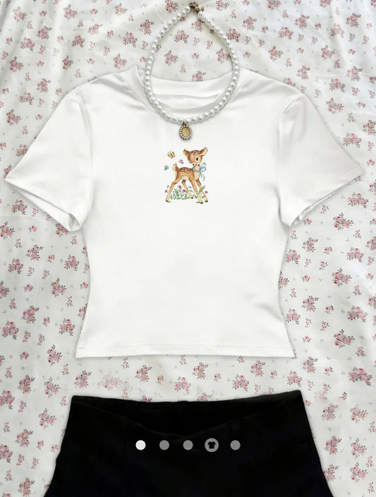 Printed Pullover T-Shirt // White