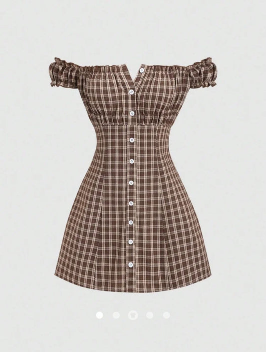 Lettuce Edge A-Line Dress // Brown