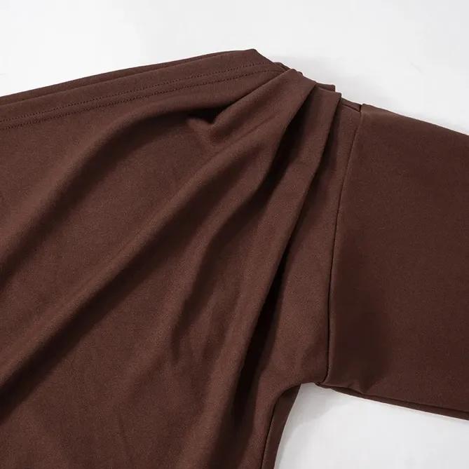 Draped Detail Mini Dress // Dark Brown