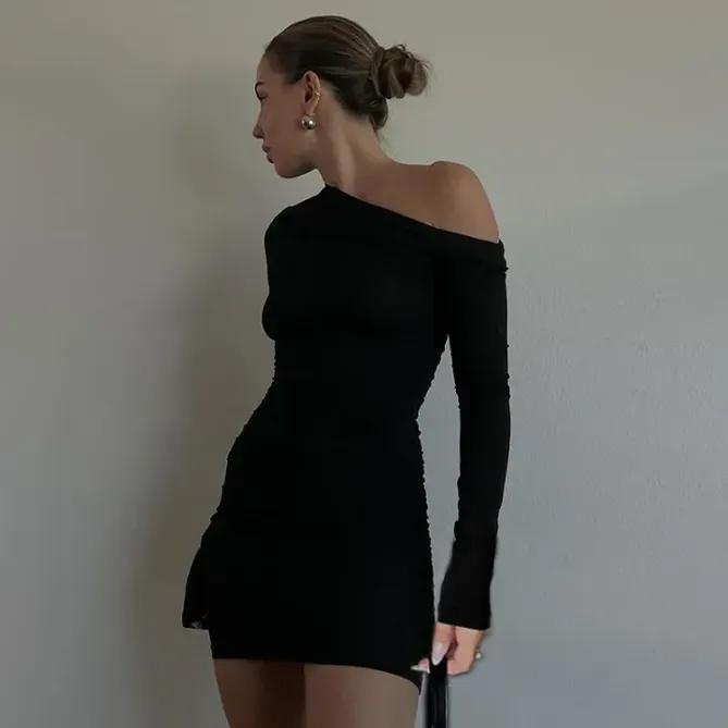 Gathered Bodycon Dress // Black