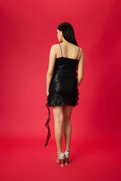 Sequinned Bandage Hem Dress // Black