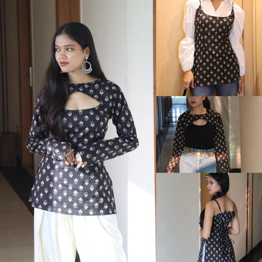 Kaya Convertible Short Kurti // Black