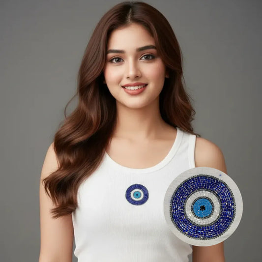 Evil Eye Beaded Tank Top // White