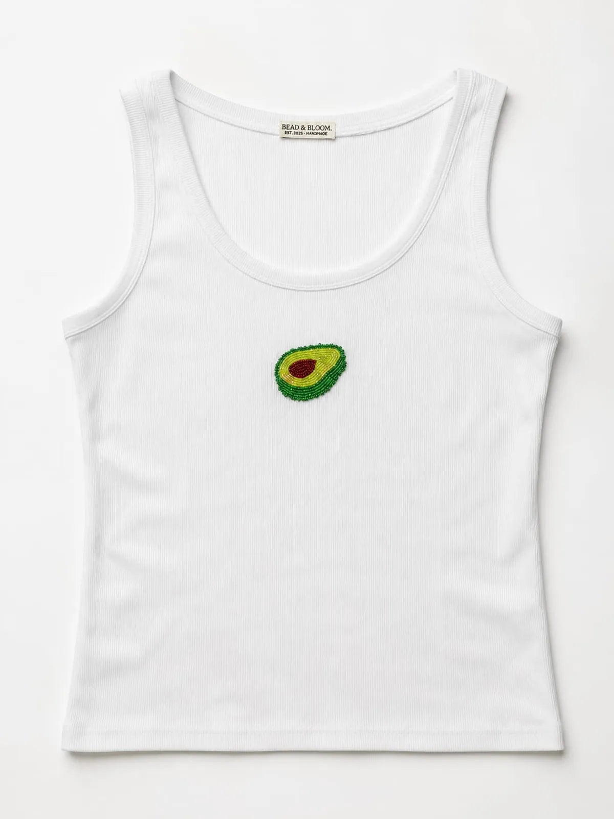 Avacado Beaded Tank Top // White