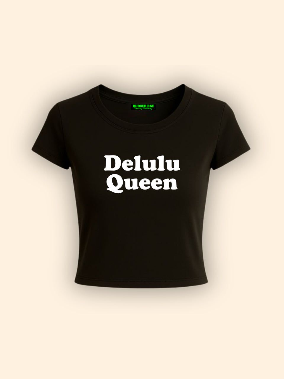 Delulu Queen Baby Tee // Black