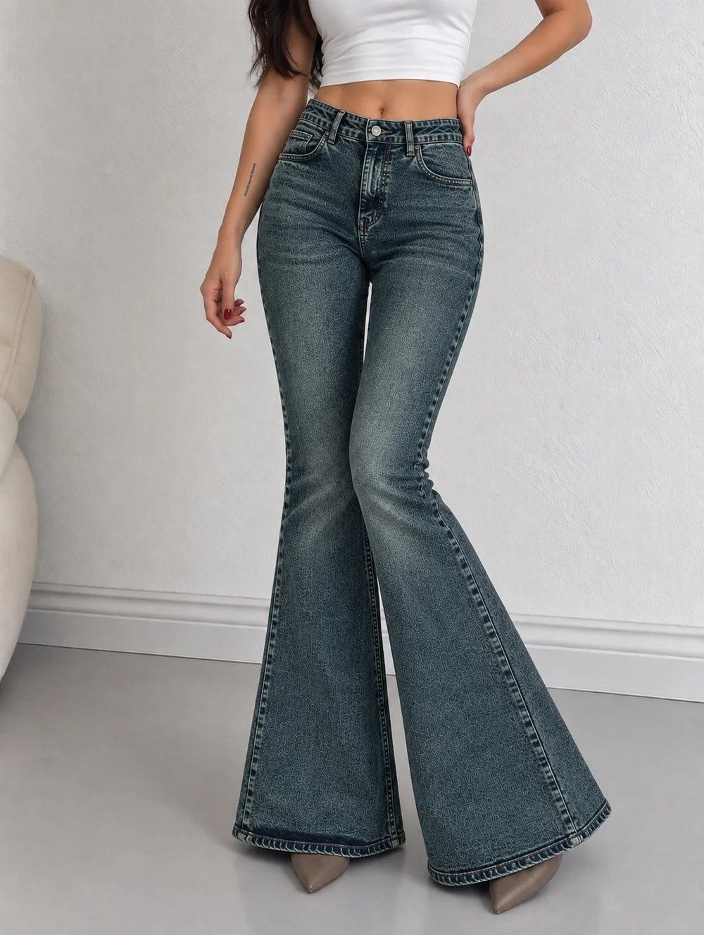 Classic Vintage Blue // Washed Bootcut Jeans