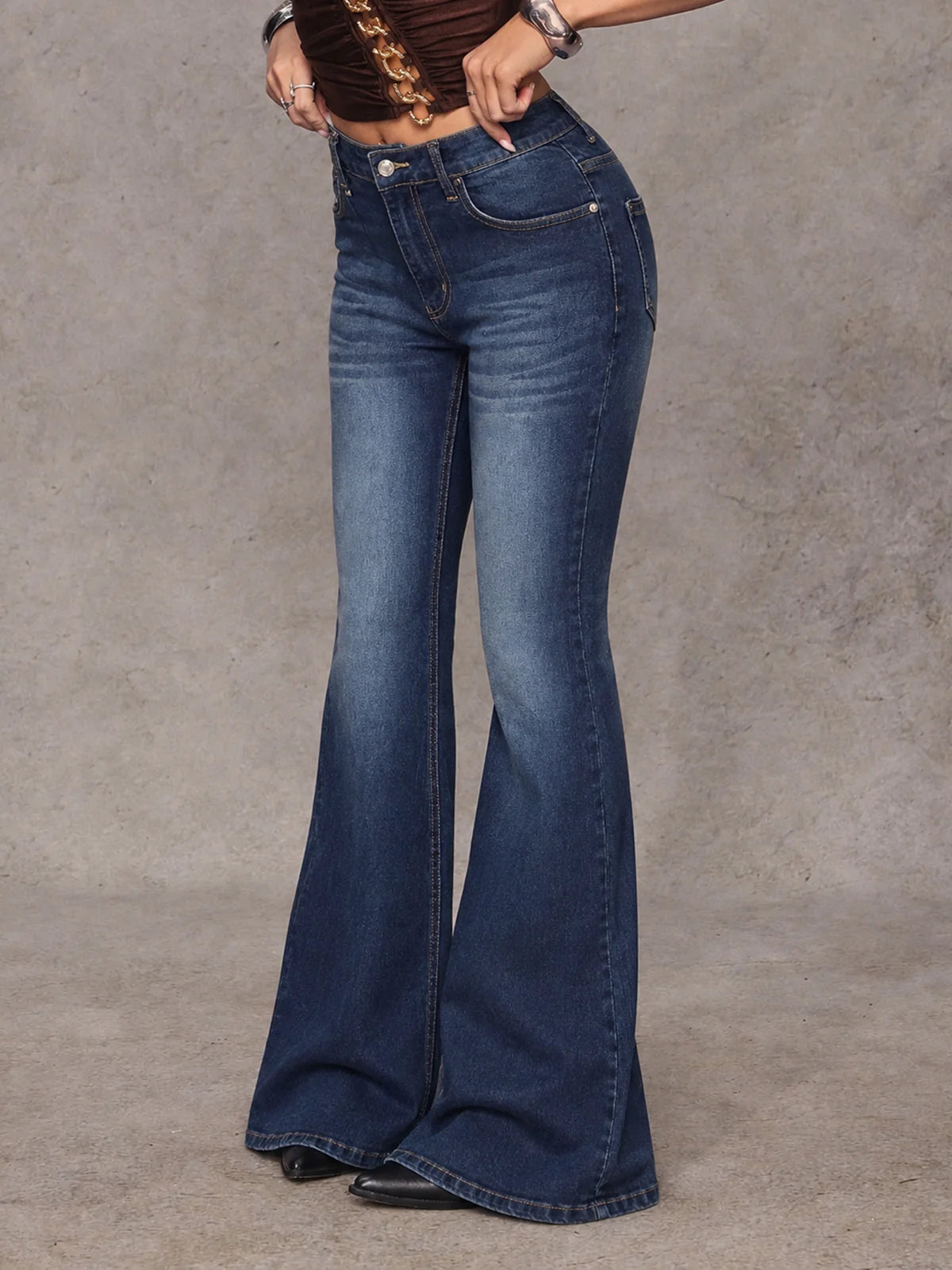 Mystic Navy // Whisker Bell Bottom Jeans