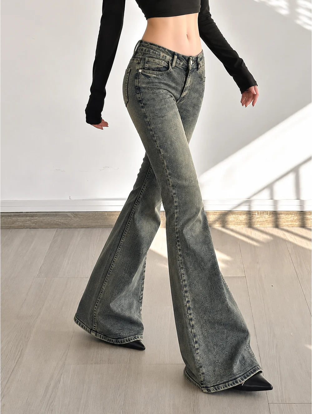 Dusty Blue // Washed Y2K Bootcut Jeans
