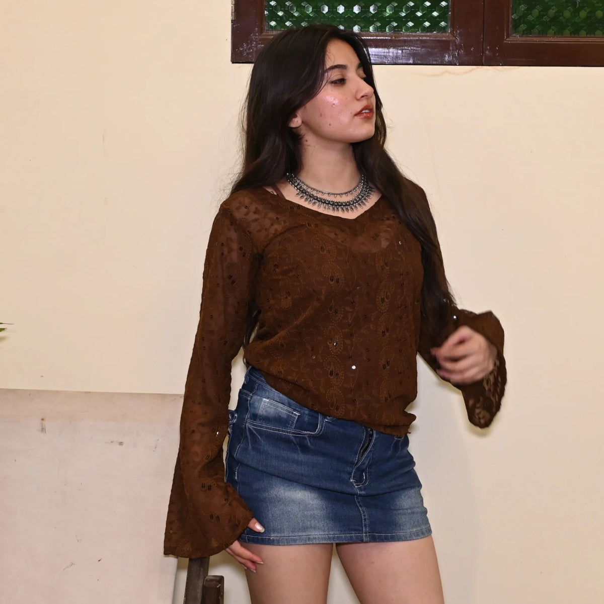 Veronica Sheer Top // Brown