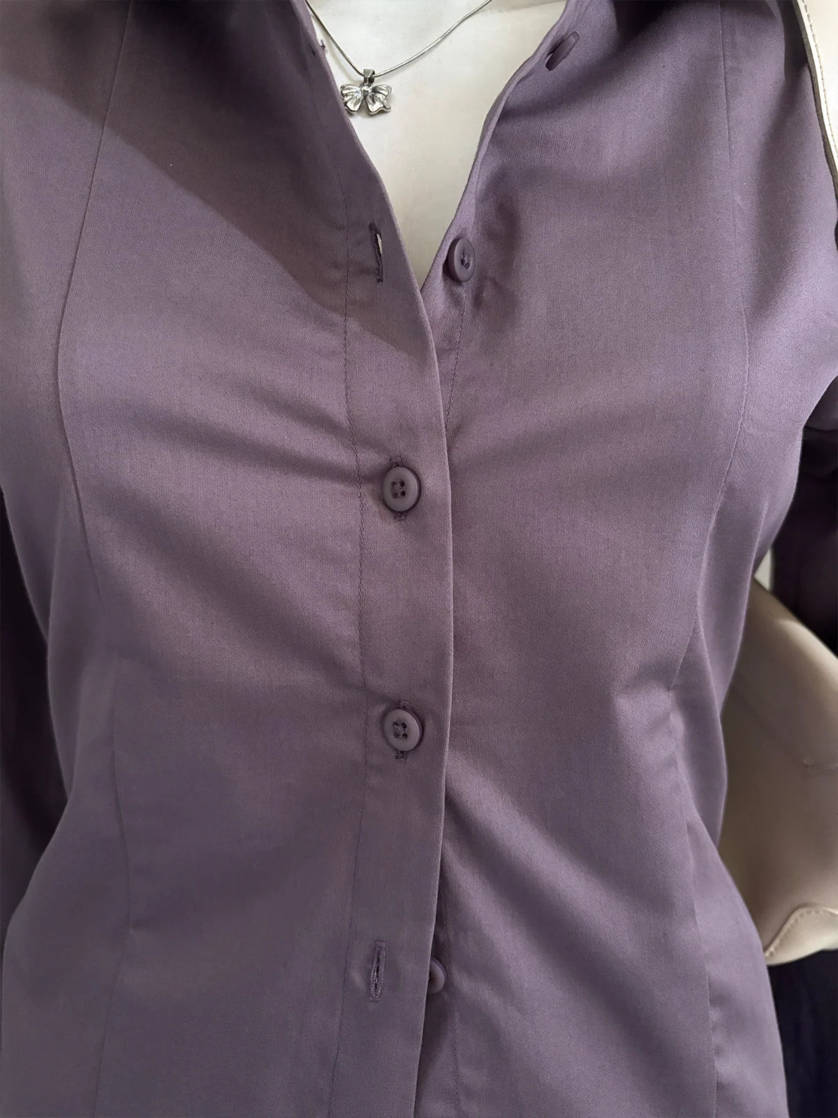 Dusty // Muave Flared Y2K Fitted Sleeve Shirt