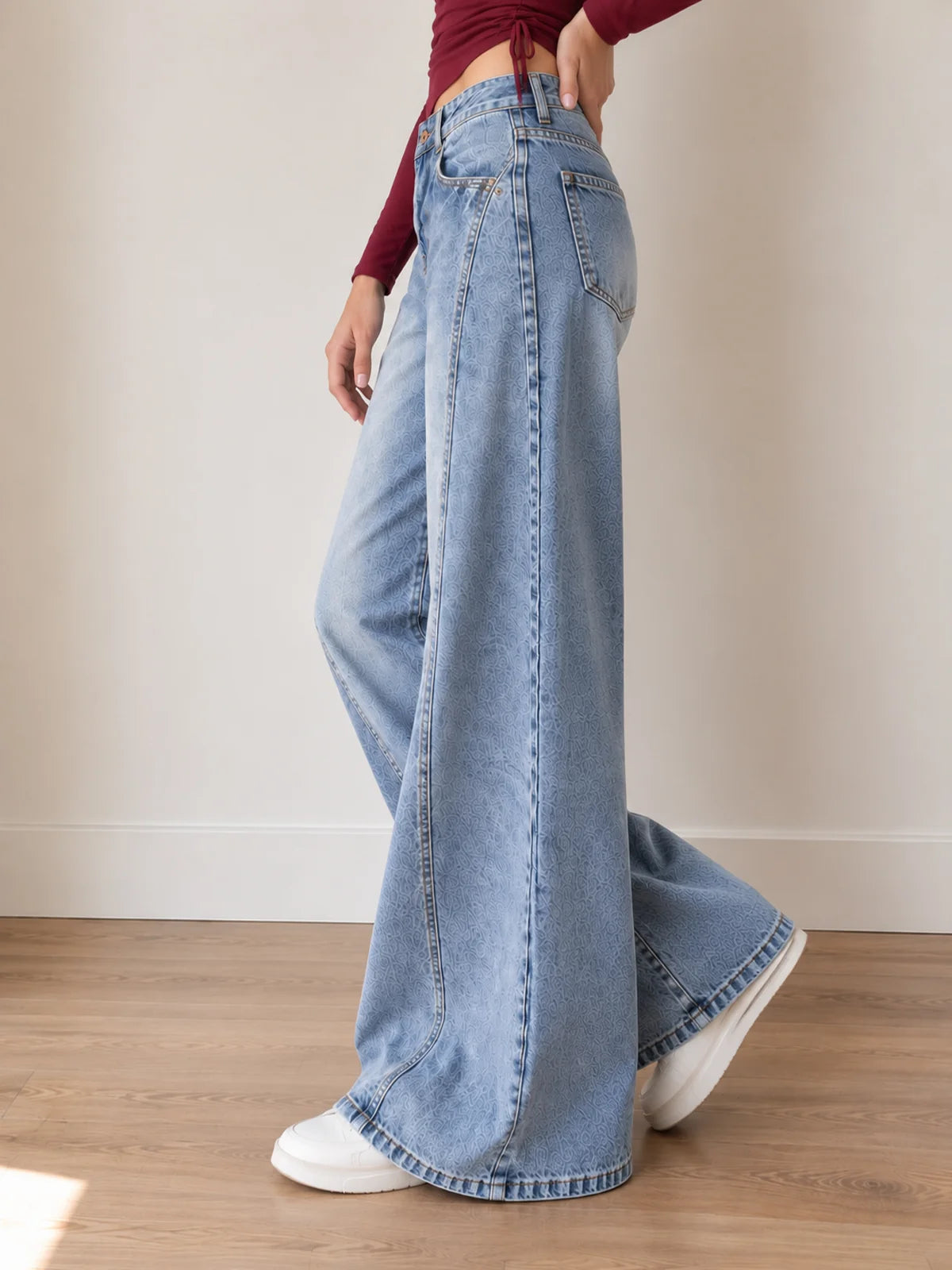 French Blue // Side Panelled Super Wide Leg Jeans