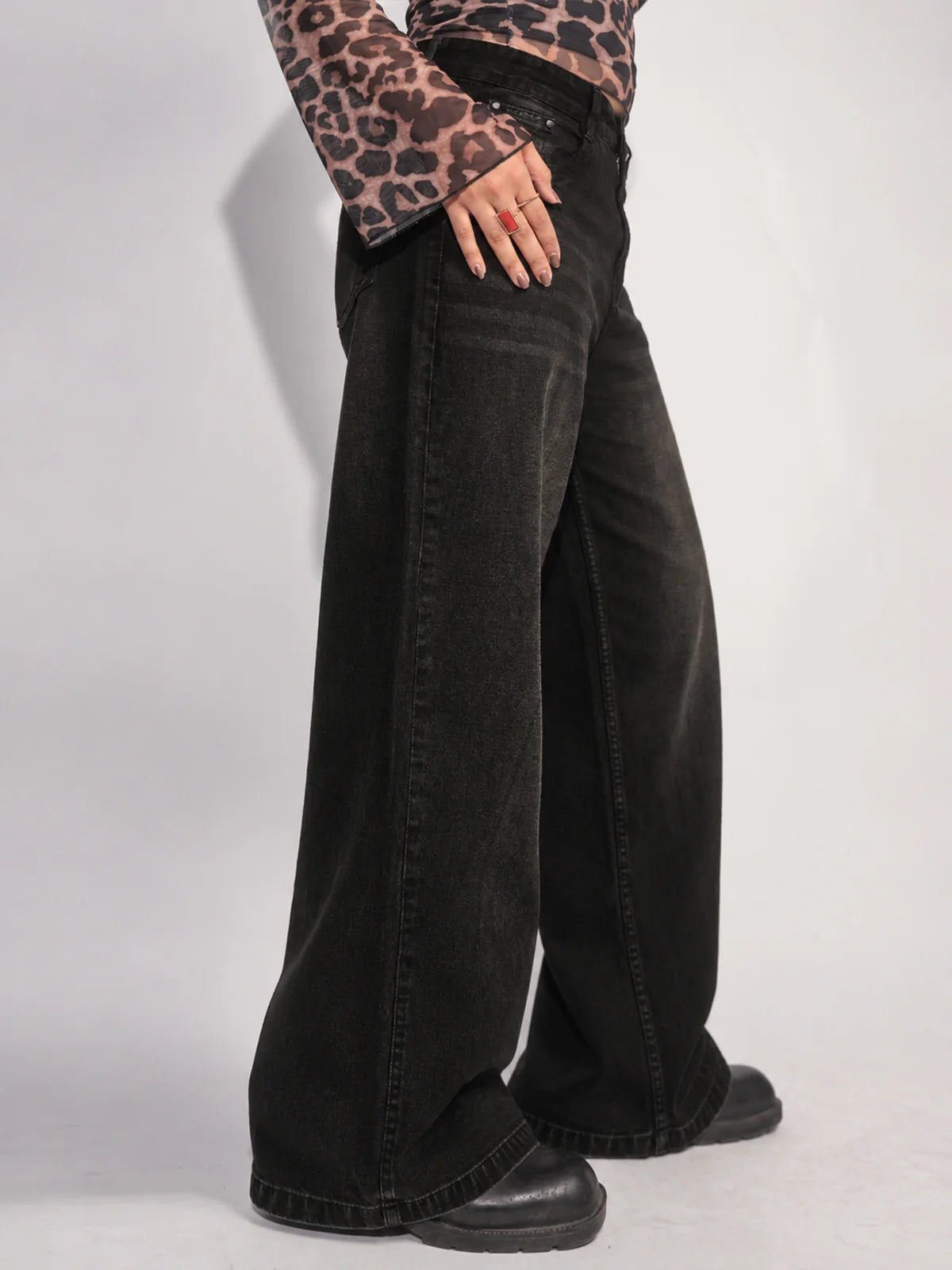 Starry Black // Tinted Wide Leg Jeans