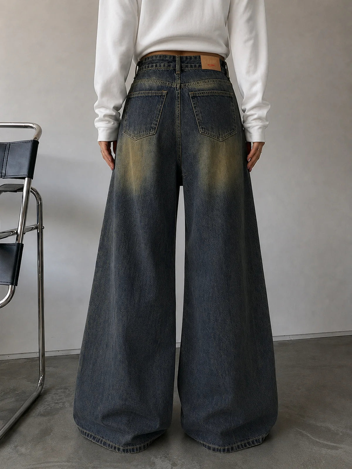 Misty Graphite Blue // Washed Super Wide Leg Jeans