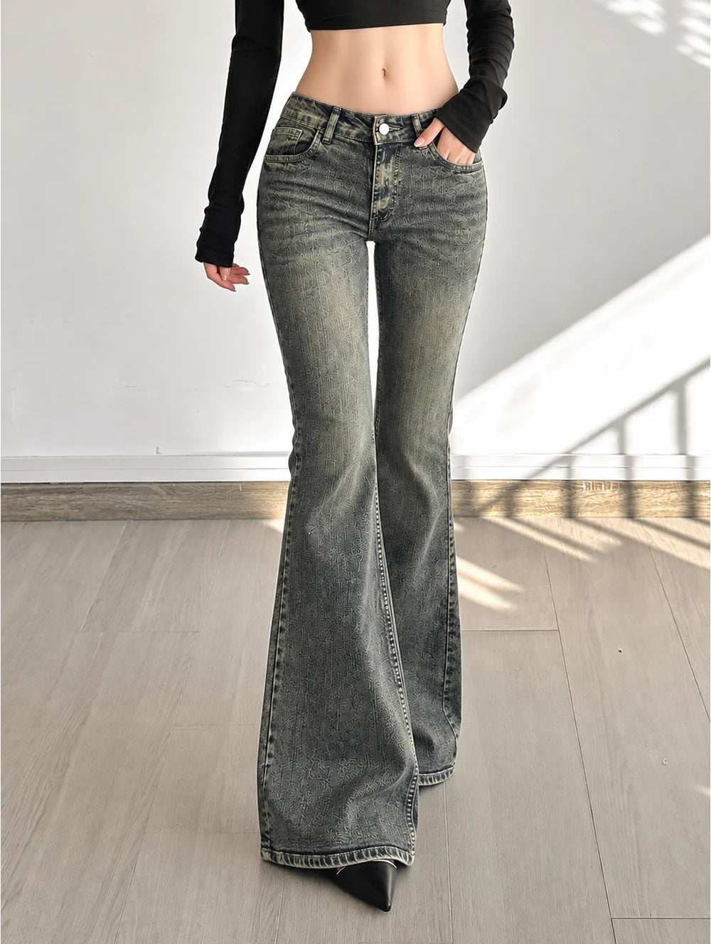 Dusty Blue // Washed Y2K Bootcut Jeans