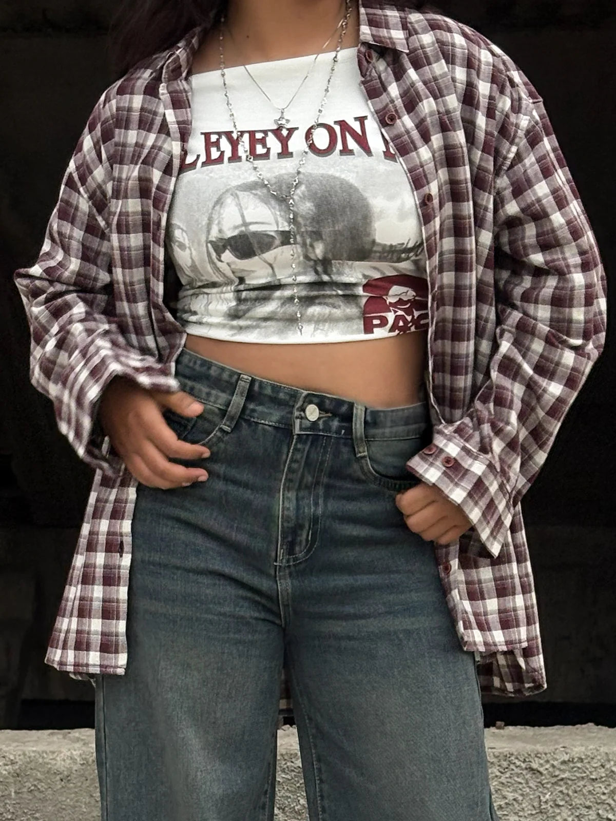 Rich Maroon // Plaid Oversized Shirt