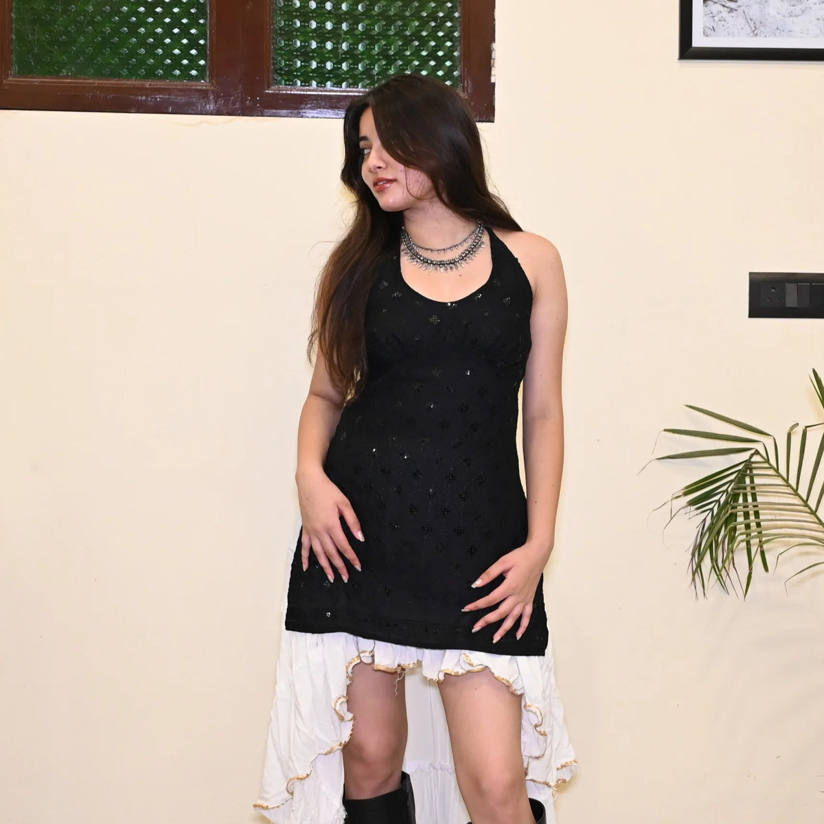 Kyra Halter Neck Short Kurti // Black