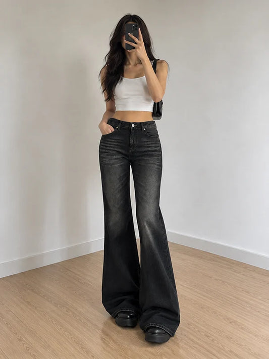 Fuji Black // Washed Bootcut Jeans