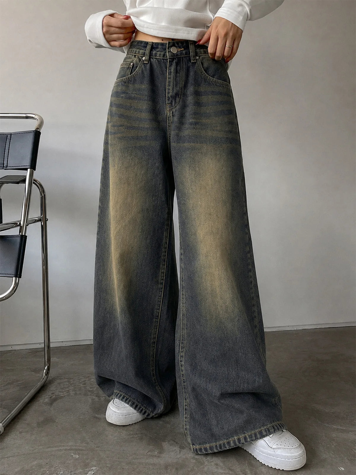 Misty Graphite Blue // Washed Super Wide Leg Jeans