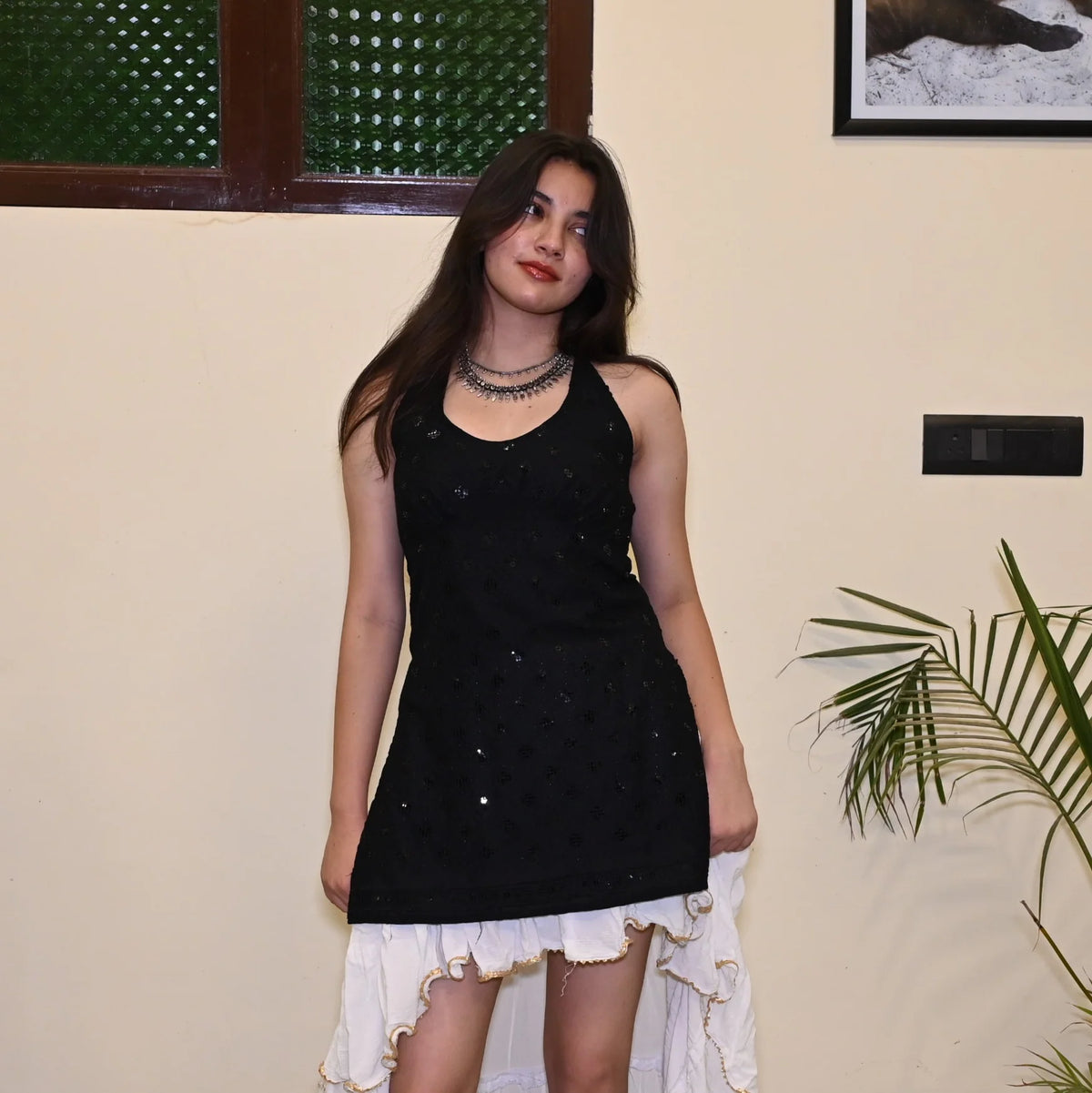Kyra Halter Neck Short Kurti // Black
