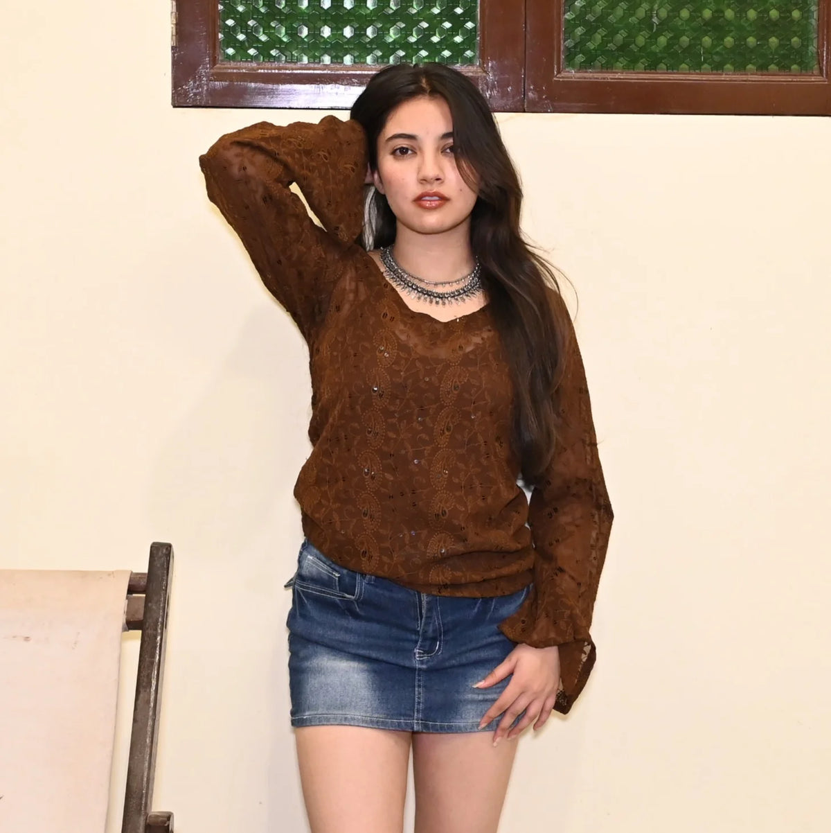 Veronica Sheer Top // Brown
