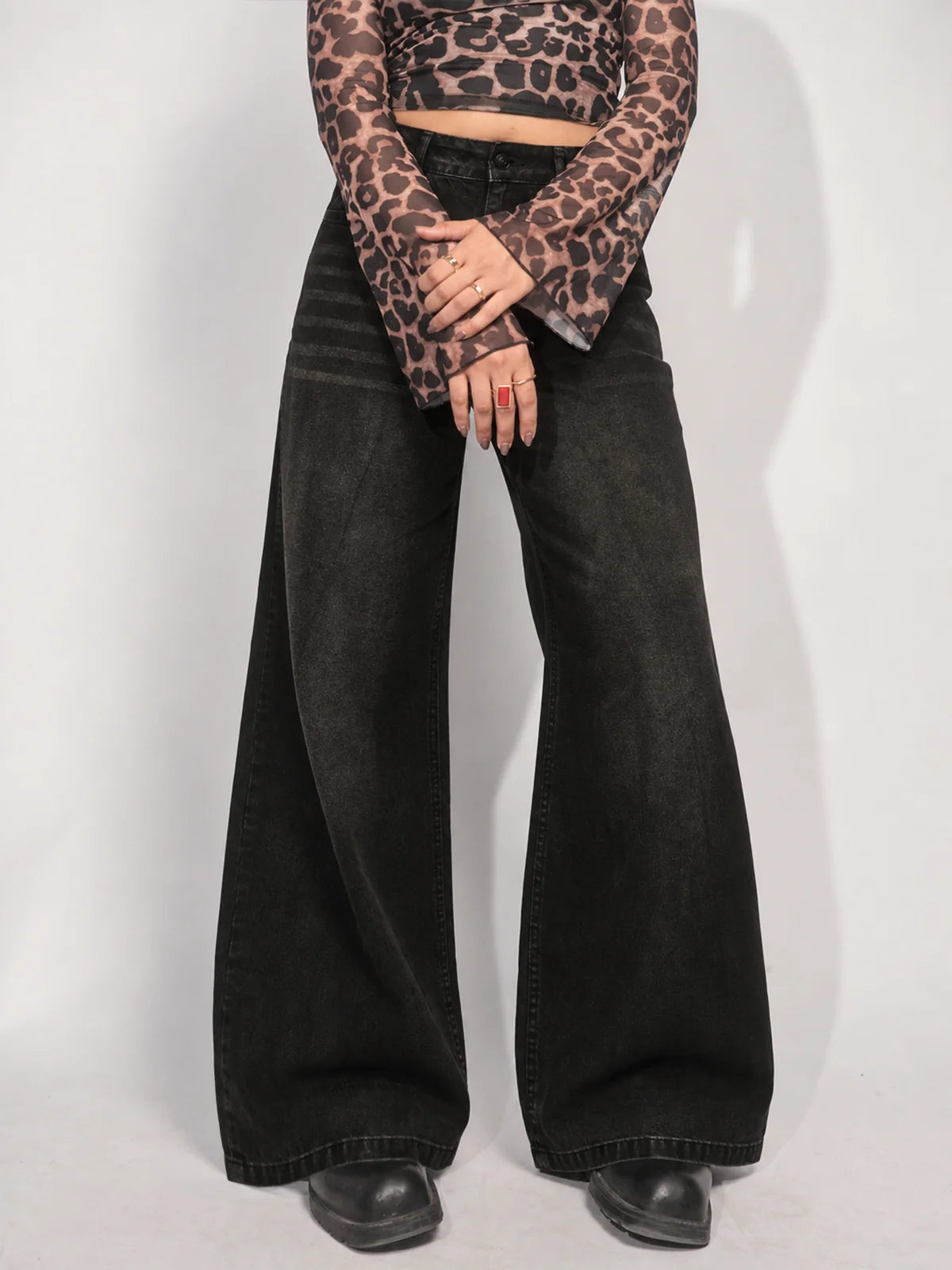 Starry Black // Tinted Wide Leg Jeans