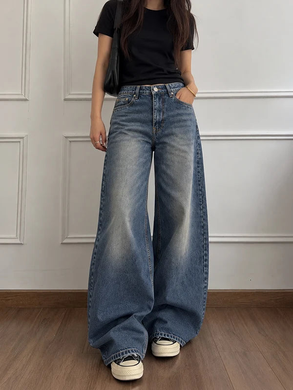 Deep Dusk Blue // Washed Wide Leg Jeans