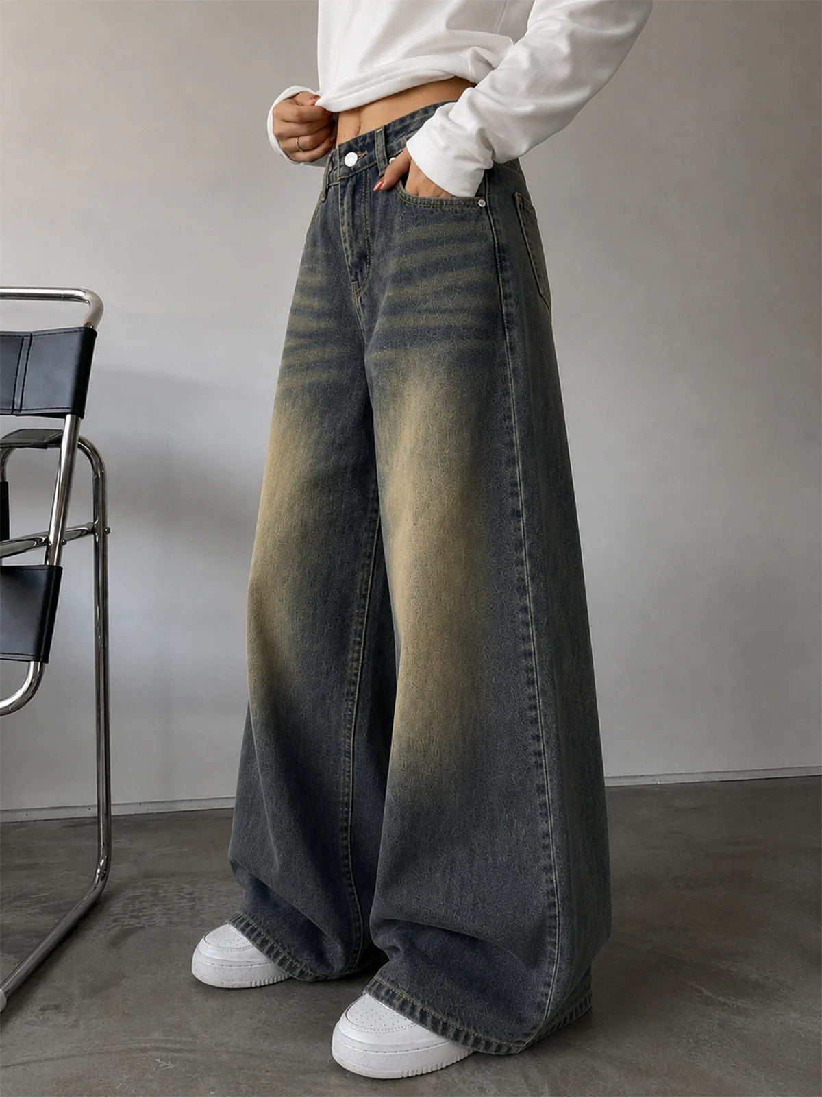 Misty Graphite Blue // Washed Super Wide Leg Jeans