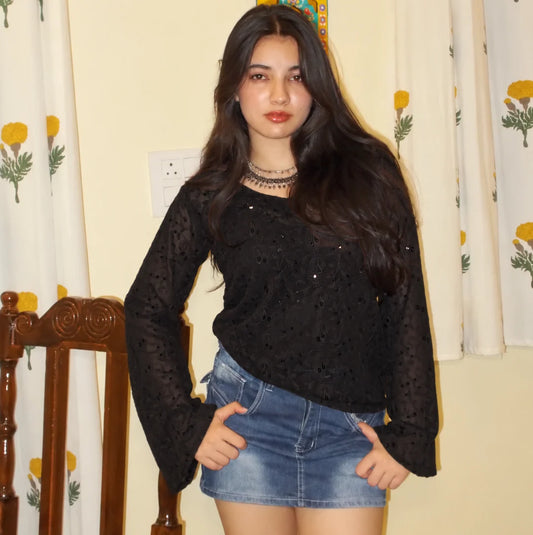 Vanessa Sheer Top // Black