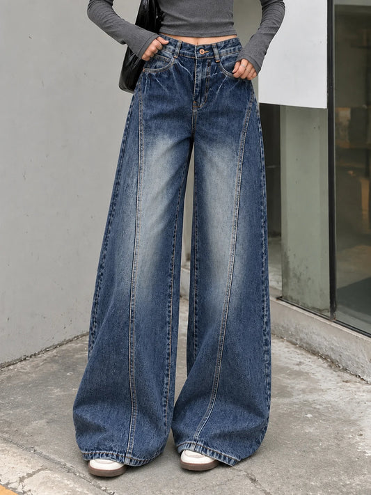 Moon Blue // Panelled Wide Leg Jeans