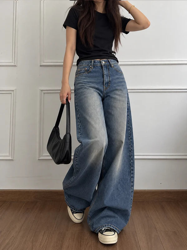 Deep Dusk Blue // Washed Wide Leg Jeans