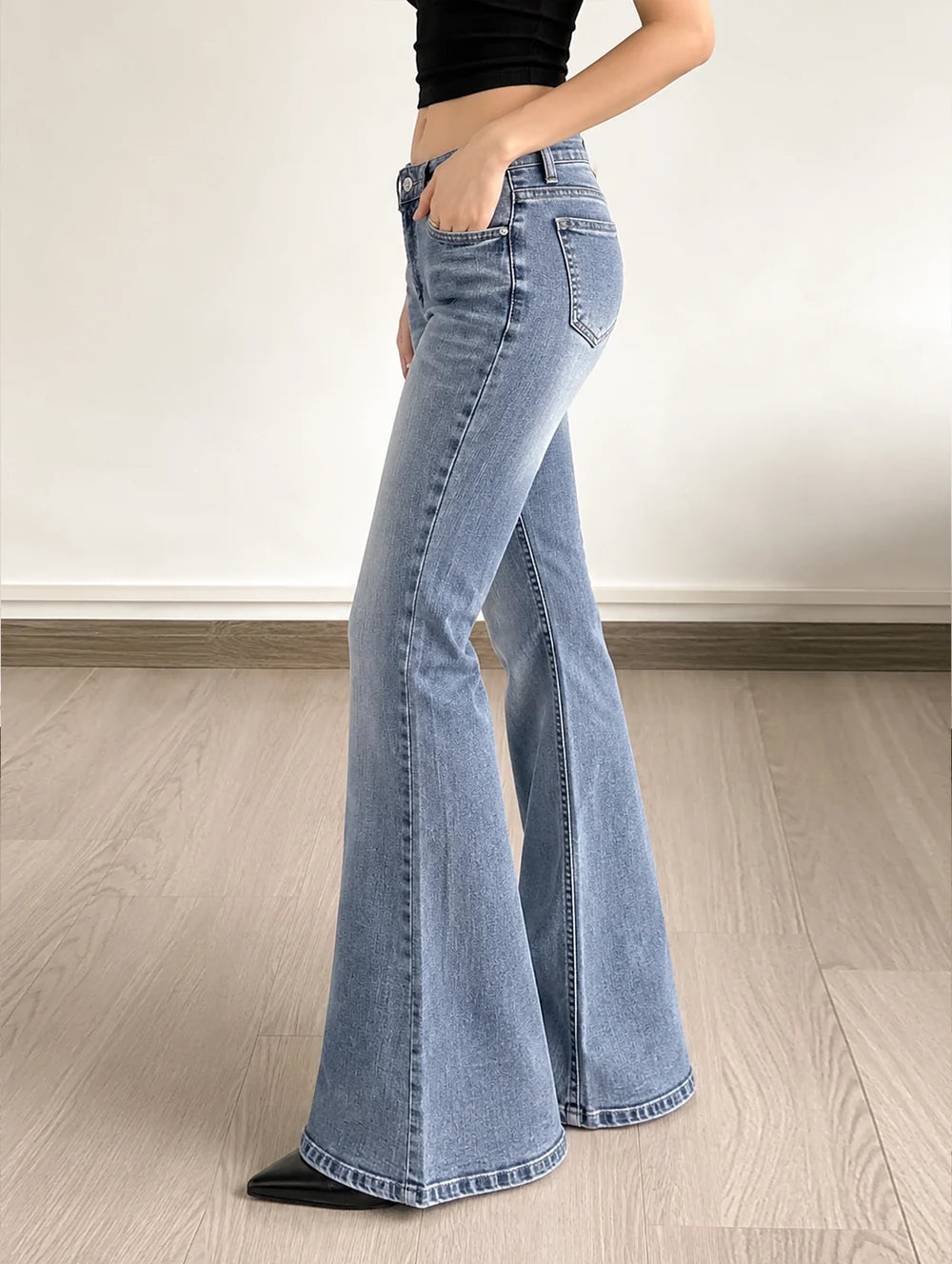 Wave Blue // Washed Bootcut Jeans