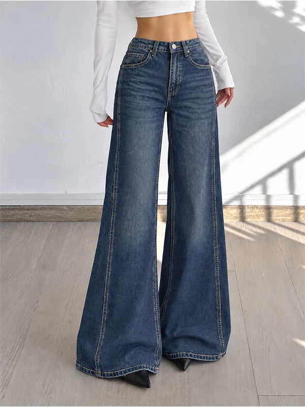 Twilight Blue // Side Panelled Ultra Wide Leg Jeans