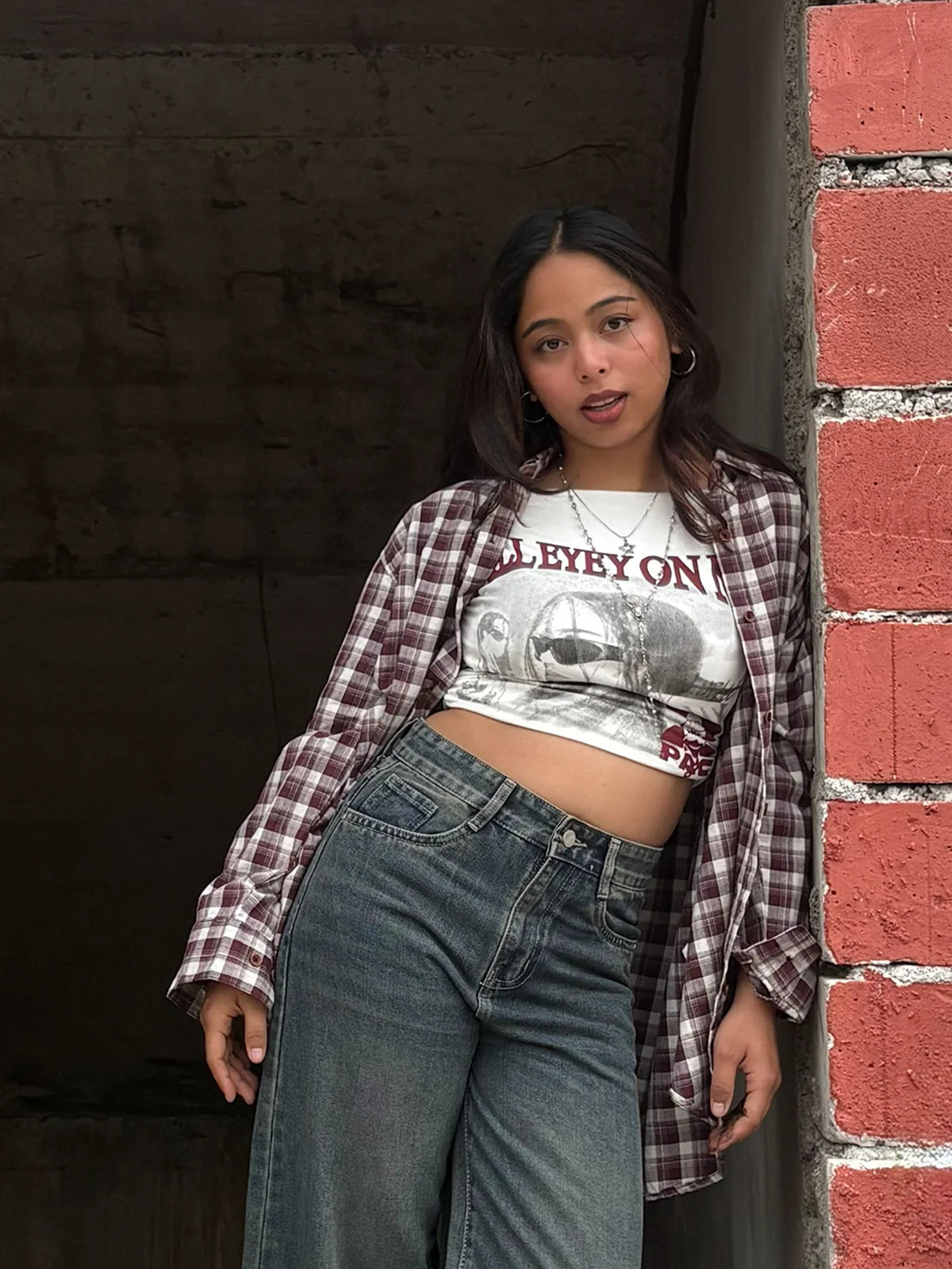 Rich Maroon // Plaid Oversized Shirt