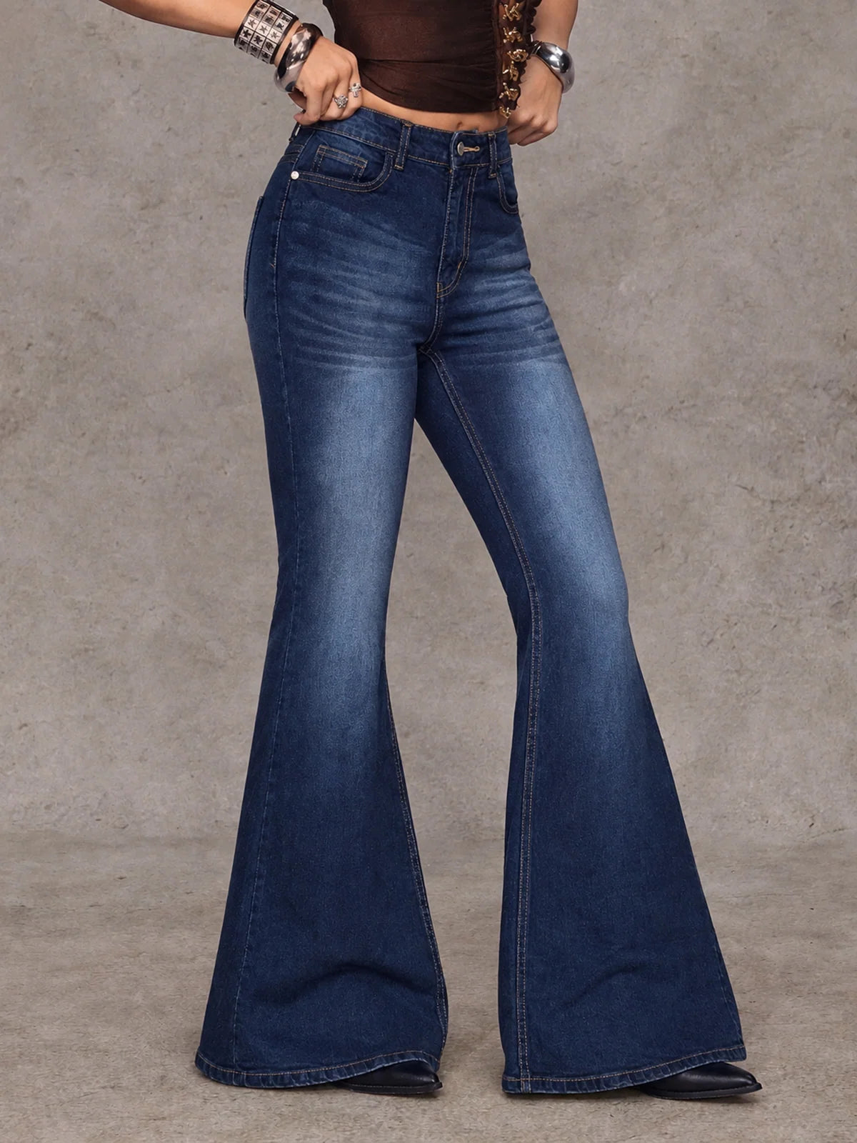 Mystic Navy // Whisker Bell Bottom Jeans