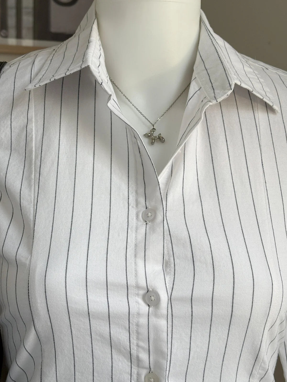 White // Striped Flared Sleeve Shirt