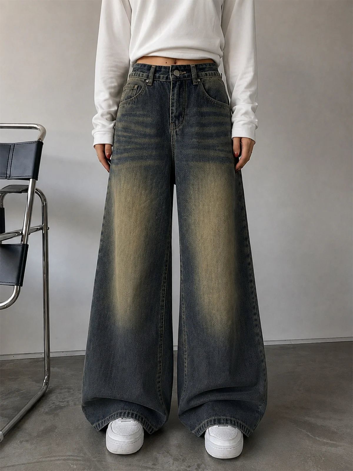 Misty Graphite Blue // Washed Super Wide Leg Jeans