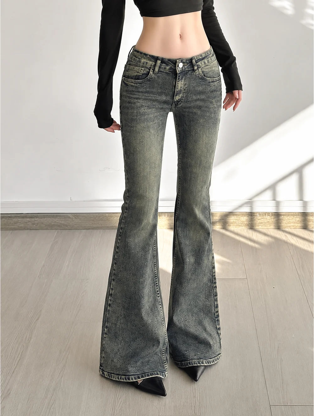 Dusty Blue // Washed Y2K Bootcut Jeans