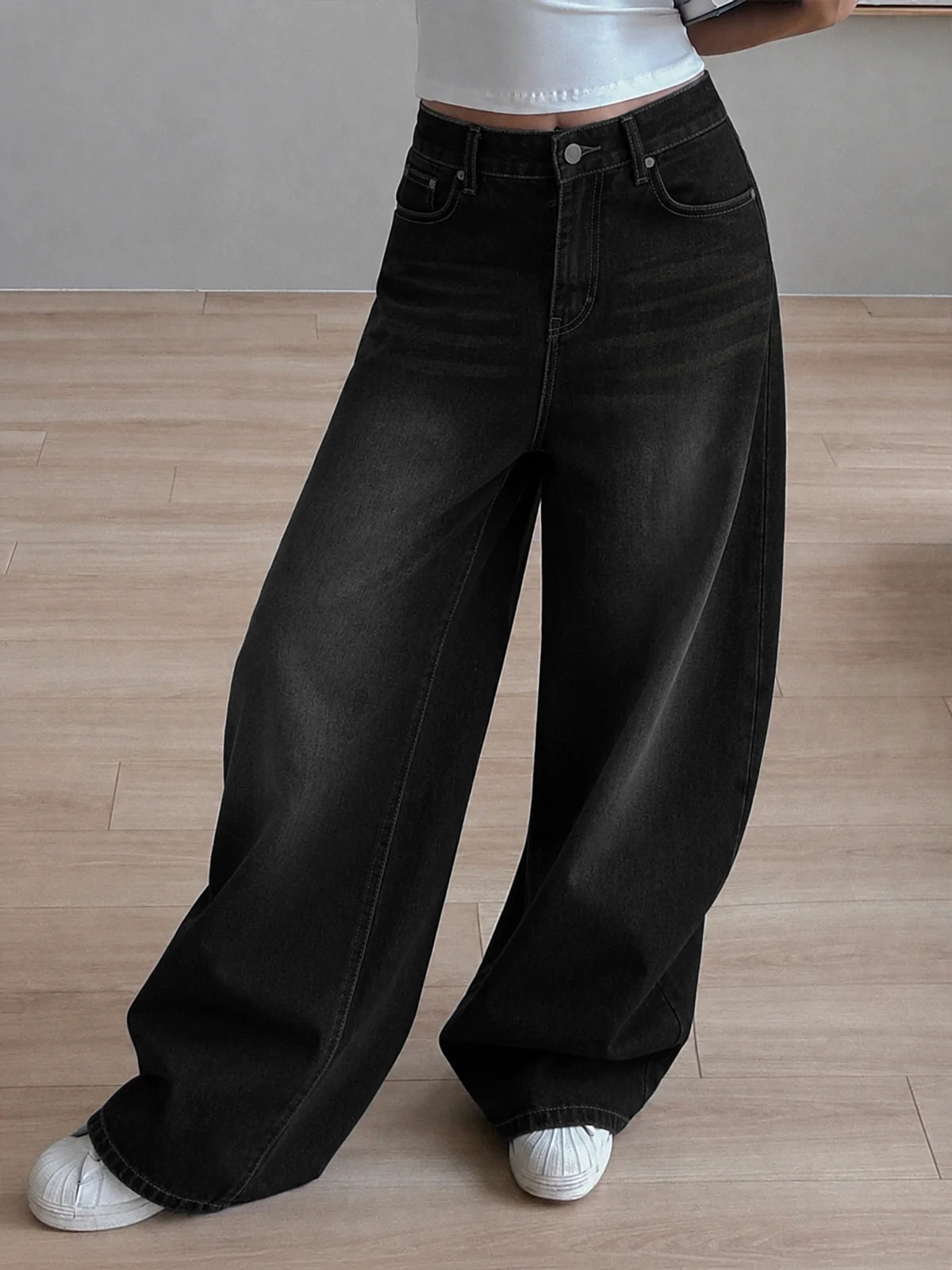 Night Black // Tinted Super Wide Leg Jeans