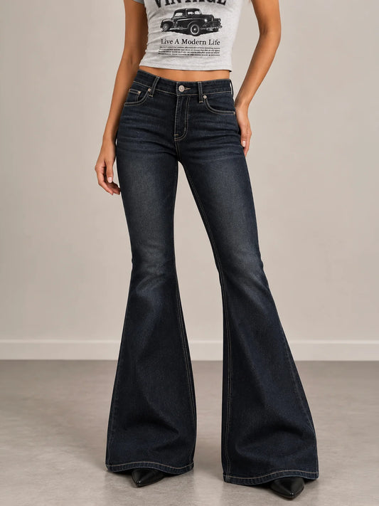 Retro Black // Flap Pocket Y2K Bootcut Jeans