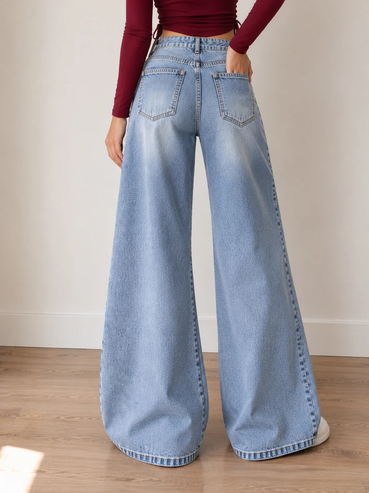 French Blue // Side Panelled Super Wide Leg Jeans