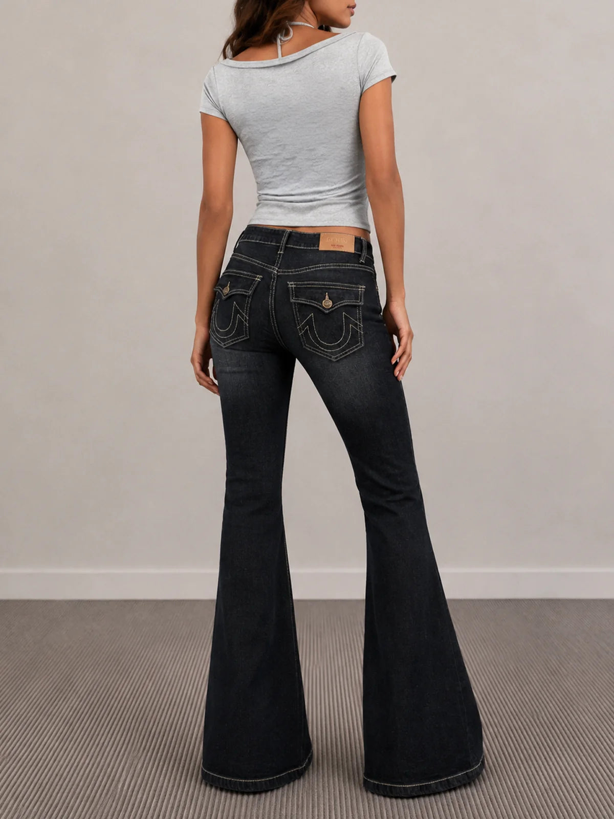 Retro Black // Flap Pocket Y2K Bootcut Jeans
