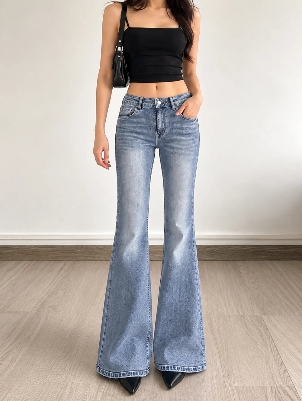 Wave Blue // Washed Bootcut Jeans