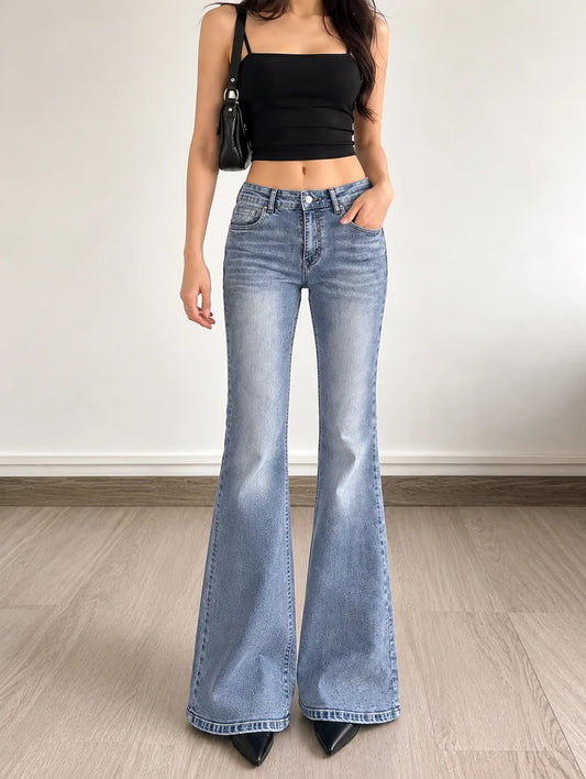 Wave Blue // Washed Bootcut Jeans