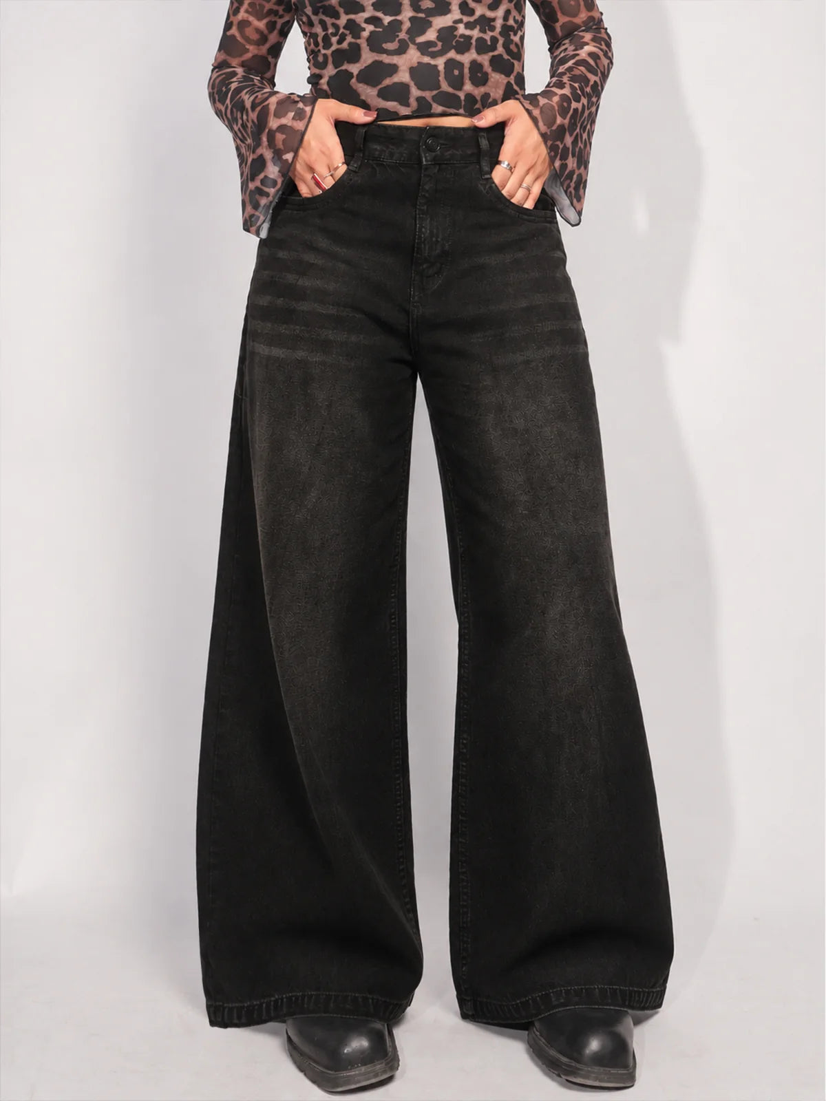 Starry Black // Tinted Wide Leg Jeans