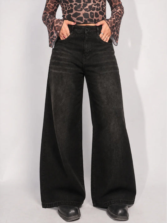 Starry Black // Tinted Wide Leg Jeans
