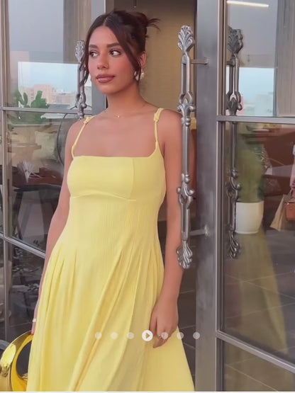 Draped A-Line Dress // Butter Yellow